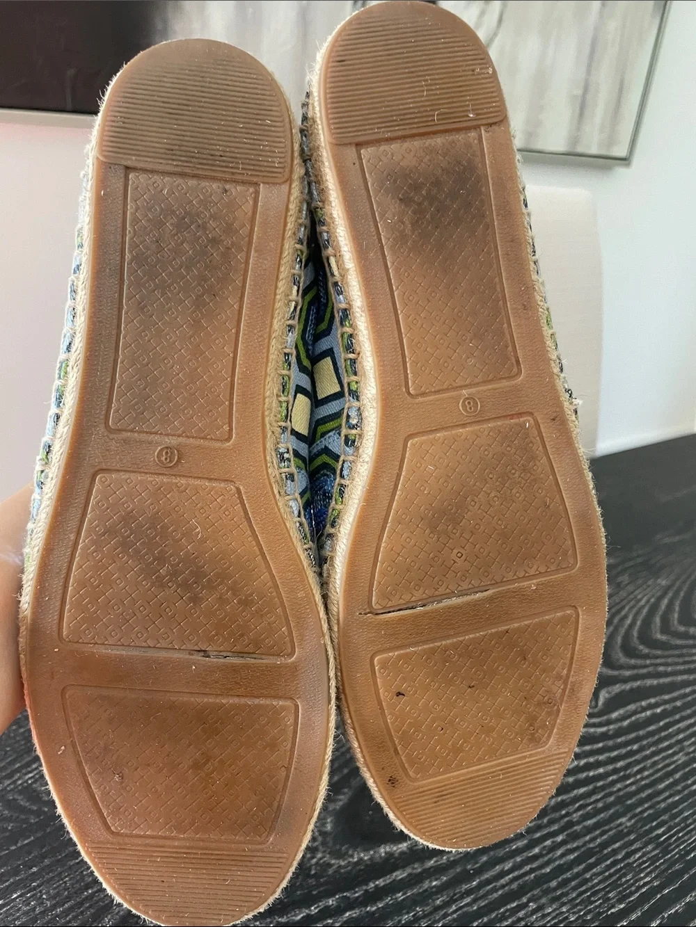 Tory Burch Geometric Sequin Espadrilles in Blue, Green & Cream